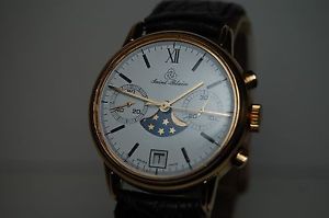 VINTAGE RARE SOLID SILVER   SAINT BLAISE MOON PHASE CHRONOGRAPH