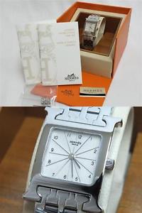 Pre-Owned HERMES H Shape All SS White Dial Women's Quartz Wristwatch HH1.210,MR