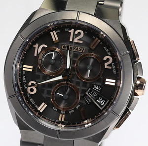 CITIZEN Attesa Eco Drive Box BY0045 66E Quartz Black Titanium Excellent #0297