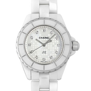 CHANEL J12 Ginza Japan Ltd H3826 Quartz White Shell SS CE Diamond Mint #0304