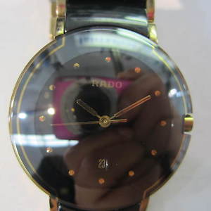 RADO LACOUPOLE MEN'S WATCH QUARTZ HITEK BLACK CERAMIC GOLD ORIGINAL R22300172