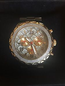 Men's Techno JPM 3021 Black & Gold Ceramic Diamonds Bezel
