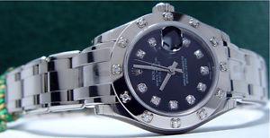 ROLEX - Ladies White Gold MASTERPIECE Black Diamond - 80319 SANT BLANC