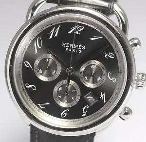 Pre-owned HERMES AR4.910 Chronograph Automatic SS Gray Dial Mens Wristwatch, PD