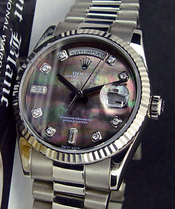 ROLEX - Mens 18kt White Gold President Tahitian MOP DIAMOND 118239 SANT BLANC
