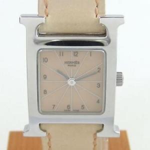 Pre-Owned HERMES H Quartz SS/Leather Beige Dial Women's Wristwatch HH1.210, ML