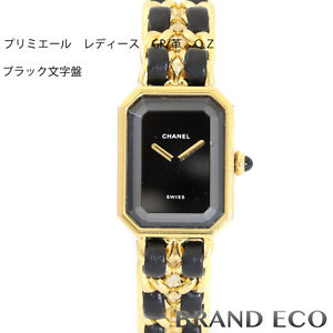 Auth CHANEL premiere ladies watch Quartz Black Dial