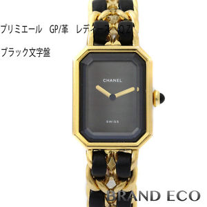 Auth CHANEL premiere ladies watch Quartz Black Dial