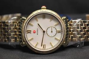 NWT MIchele Gracile Gold Diamond Mother of Pearl Women's Watch MWW26A000009
