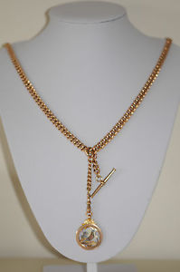 Double Graduated Albert Watch Chain & Fob in 9carat Rose Gold. 21"