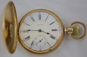 Antique Waltham Pocket Watch 14K Gold with Hunter Case 1892 Vanguard Railroad