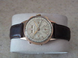 haste valjoux 72c case gold 18k solid  chronograph  tripledate  very rare