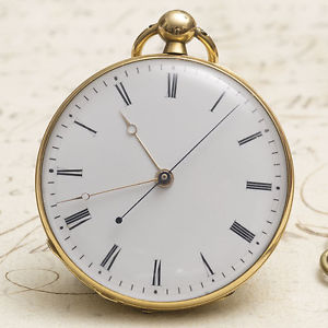 Antique 18k Gold TWO-TRAIN INDEPENDANT CENTRE SECOND Swiss Geneva Pocket Watch