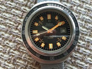 VINTAGE LARGE ZODIAC SUPER SEAWOLF DIVERS WATCH DECOMPRESSION DIAL