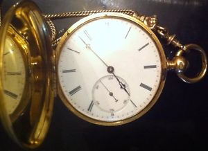 Wertvolle Schweizer Taschenuhr von Lucien Sandoz um 1875. 750'er Gold!