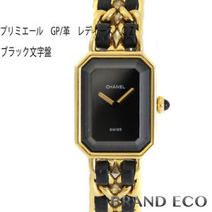 Auth CHANEL premiere ladies watch Quartz Black Dial