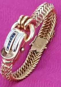 Vintage Bucherer Lady's 18K Gold, Diamonds and Sapphire Watch with 21 jewels