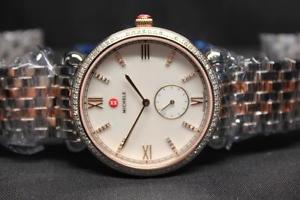 NWT Michele Gracile Two Tone Rose Gold Diamond MOP Women's Watch MWW26A000005