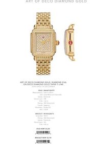 NWT Authentic Michele Diamond Deco Gold Watch! MUST SEE!!!