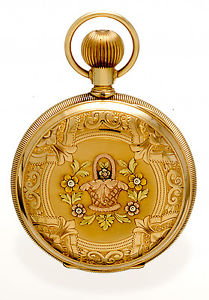 18S Hampden Watch Mint 14K Multi Colored Gold Case, 23-Jewel & Fancy Dial CA1899