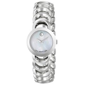 Movado Womens 606249 Rondiro Stainless-Steel White Mother of pearl Round Dial Wa