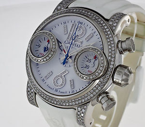 Graham Swordfish Chronograph Stahl mit Brillanten Kautschukband Ref.2SWFS.W01A