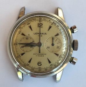 VINTAGE LEMANIA CHRONOGRAPH 105 HAND WINDING S.STEEL CAL 1950'S WORKING