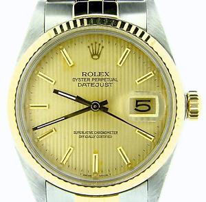 Men Rolex 18K Yellow Gold Datejust Quickset w/Jubilee Band & Tapestry Dial 16013