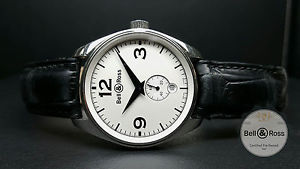 Bell & Ross Geneva 123 Automatic 38mm Steel White Dial Leather Strap Watch Date
