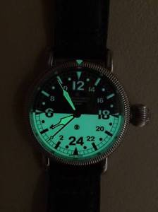CHRONOSWISS Timemaster 24 Hour Day Night Military Pilot Wristwatch Watch