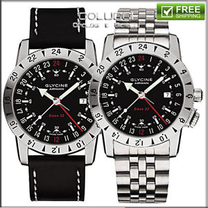 GLYCINE watch AIRMAN BASE 22 black dial - nero- ref 3887-19