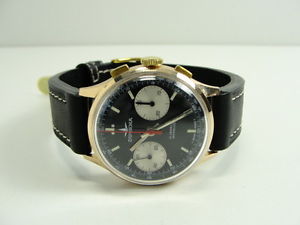 CHRONOGRAPHE SUISSE GOLD 750er / 18kt. DUGENA BLATT LANDERON 248 WATCH OROLOGIO