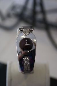 Movado Timema Ladies Double Diamond Bangle Stainless Steel Watch 84A11930S $3295