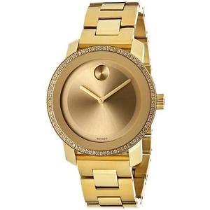 MOVADO BOLD DAMEN 36MM GOLD ËDELSTAHL ARMBAND & GEHÄUSE SAPHIRGLAS UHR 3600150