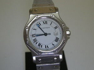 RELOJ CARTIER SANTOS RONDE UNISEX AUTOMATIC, OCTOGONAL 32MM, ACERO, FECHA