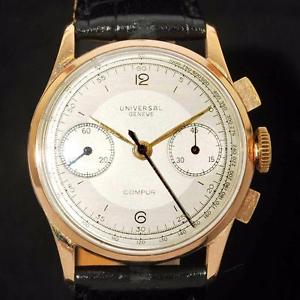 VERY RARE UNIVERSAL COMPUR CHRONOGRAPH GENUINE SWISS 18K SOLID GOLD GENTS WATCH