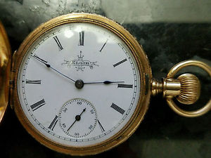 1889 14k Gold Elgin National Watch Co 13j Full Hunter Roy Case 10k Pendant