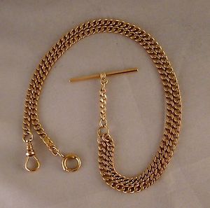 ANTIQUE 14k SOLID GOLD POCKET WATCH CHAIN MADE IN 1917