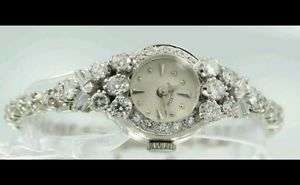 ATQ ESTATE 14K WHITE GOLD 2.65CTW DIAMOND LADIES HAMILTON COCKTAIL WATCH AR15