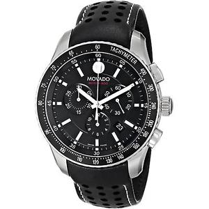 MOVADO HERREN-ARMBANDUHR 43MM ARMBAND LEDER GEHÄUSE EDELSTAHL QUARZ 2600096