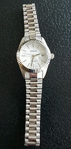 Geneve Ladies 14k White Gold Ladies watch: Women's With Date Swiss Solid