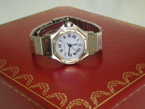 RELOJ CARTIER SANTOS RONDE ORO 18K/750 Y ACERO, AUTOMATICO, OCTOGONAL, CON CAJA