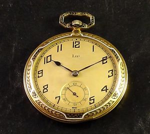EXQUISITE LIP BLACK WHITE ENAMELED 18K SOLID GOLD SLIM CASE POCKET WATCH BEAUTY