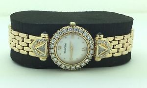 Ladies Estate Piece 14K Yellow Gold Diamond Tourneau Watch