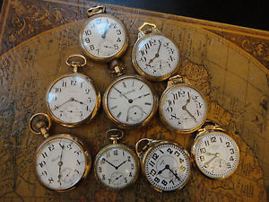 Top Railroad Grade Pocket Watch Collection Hamilton Elgin Waltham 992b Gold
