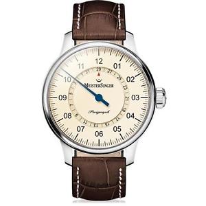 MEISTERSINGER MEN'S SINGLE HAND PERIGRAPH 43MM BROWN AUTOMATIC WATCH AM1003