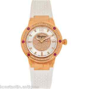 RRP £2930 SALVATORE FERRAGAMO White & Gold Toned Analogue Watch great gift