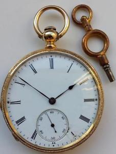 18ct GOLD & ENAMEL DEMI-CHRONOMETER : FRITZ PIGUET - GENEVE : 1872c