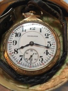 Hamilton pocket watch 10 Kt gold filled 21 jewels Railroad model patented seeDES