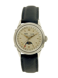 Movado Vintage SS Triple Calendar Moonphase Wtrpf Wristwatch Ref. 14980, c.1950s